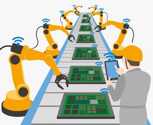 Mensch-Roboter-Zusammenarbeit an Fließband