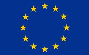 Blue EU flag with 12 yellow stars