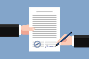 Illustration of a document that is being signed