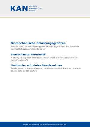 Titelseite der KAN-Studie zu biomechanischen Belastungsgrenzen bei Mensch-Roboter-Interaktion