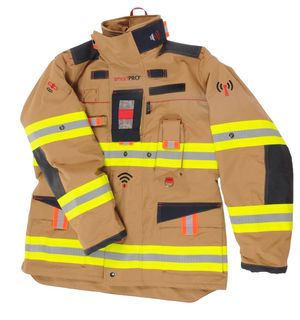 Firefighter’s jacket equipped with various smart elements