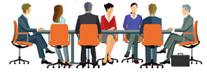 Illustration de plusieurs personnes assis à une table de réunion