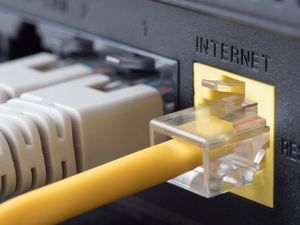 Netzwerkkabel, die mit einem Router verbunden sind