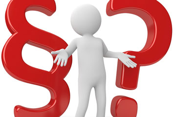 Ratlose Figur zwischen Paragraph und Fragezeichen. Klick öffnet die Seite IEC- und ISO-Klage vor dem EuGH zum Zugang zu harmonisierten Normen