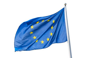Europaflagge. Klick öffnet die Seite Europäische Union fördert Normungsprojekte von CEN, CENELEC und ETSI