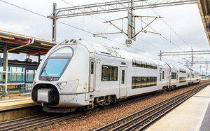 Train at a train station