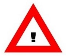 Warndreieck mit rotem Rand und einem Ausrufezeichen in der Mitte