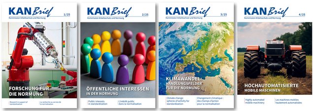 Die vier Cover der KANBrief-Ausgabenhefte aus 2025 