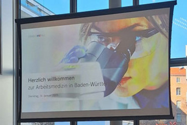 Banner zur Ankündigung der Veranstaltung "Arbeitsmedizin in Baden-Württemberg".