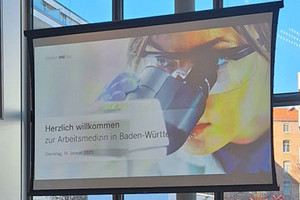 Banner zur Ankündigung der Veranstaltung "Arbeitsmedizin in Baden-Württemberg".
