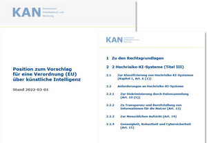 Deckblatt und Inhaltsverzeichnis der KAN-Position