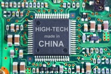 Circuit board with text "Hightech made in China"