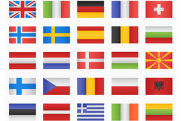 Flags of 25 European countries