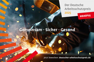 Logo des Deutschen Arbeitsschutzpreises 2025 mit dem Schriftzug "Gemeinsam Sicher Gesund"