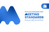Logo of the "Meeting standards" campaign with a large blue M and text "Grow your SME with standards"