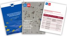 Pages couvertures de l’étude de l’UE sur l’inclusivité des normes, d’un guide publié par l’ISO et la CEI sur un langage inclusif, et de la liste des termes recommandés 