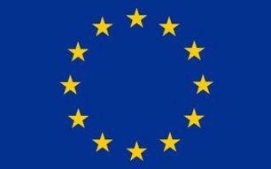 Blue EU flag with 12 yellow stars
