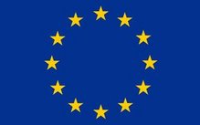 Blue EU flag with 12 yellow stars