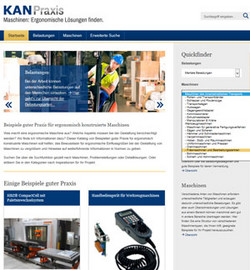 Screenshot strony głównej KANPraxis Maszyny : Szukanie rozwiązań ergonomicznych