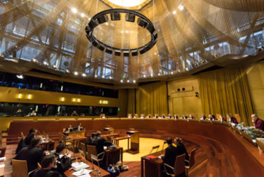 View into the courtroom of the EU Court of Justice 