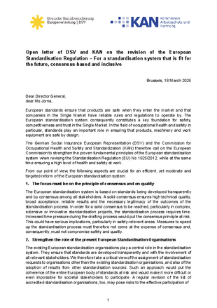 Open letter of DSV and KAN on the revision of the European Standardisation Regulation