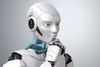 Humanoider Roboter in Denkerpose